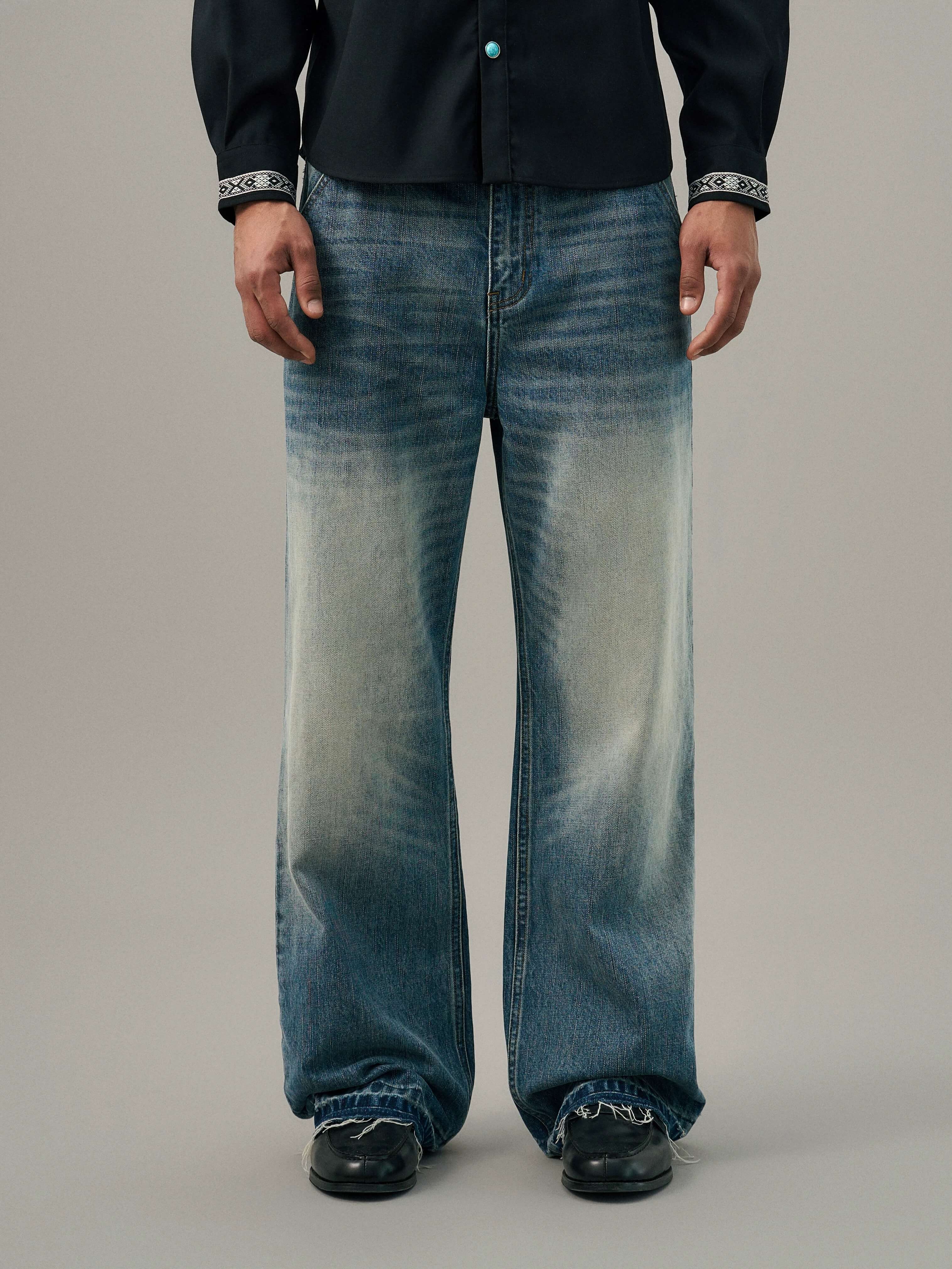 S45 Ethnic Trim Back Pocket Washed Jeans