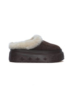 1807 INF-010 Gothic Brown Shearling Chunky Platform Clogs