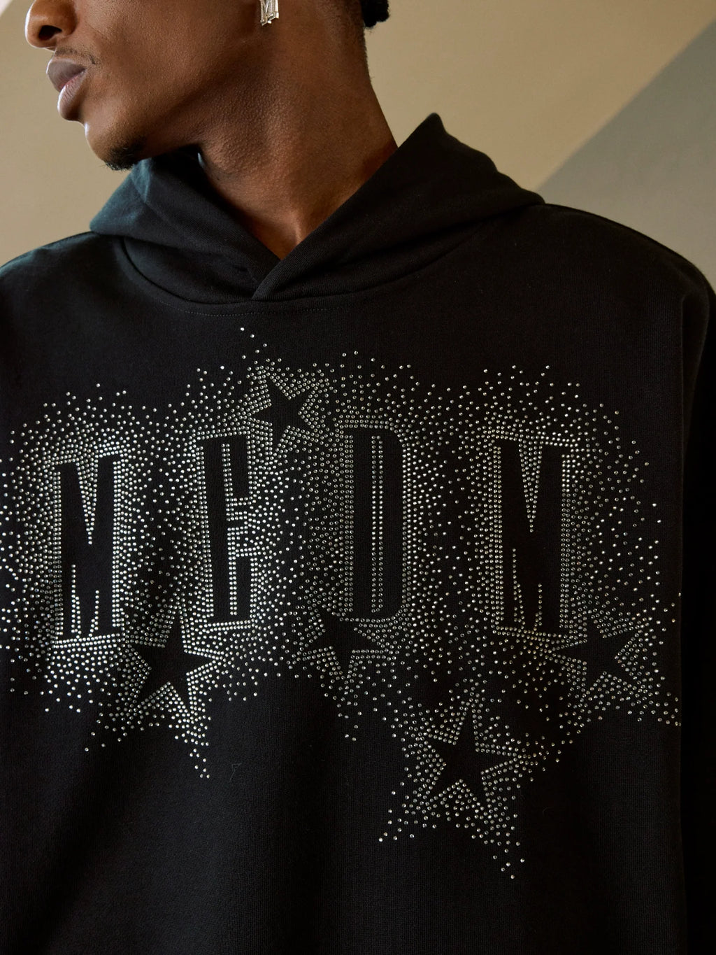 MEDM Rhinestone Star & Logo Hoodie