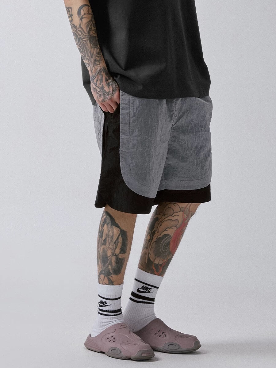 F2CE Metallic Nylon Patchwork Shorts