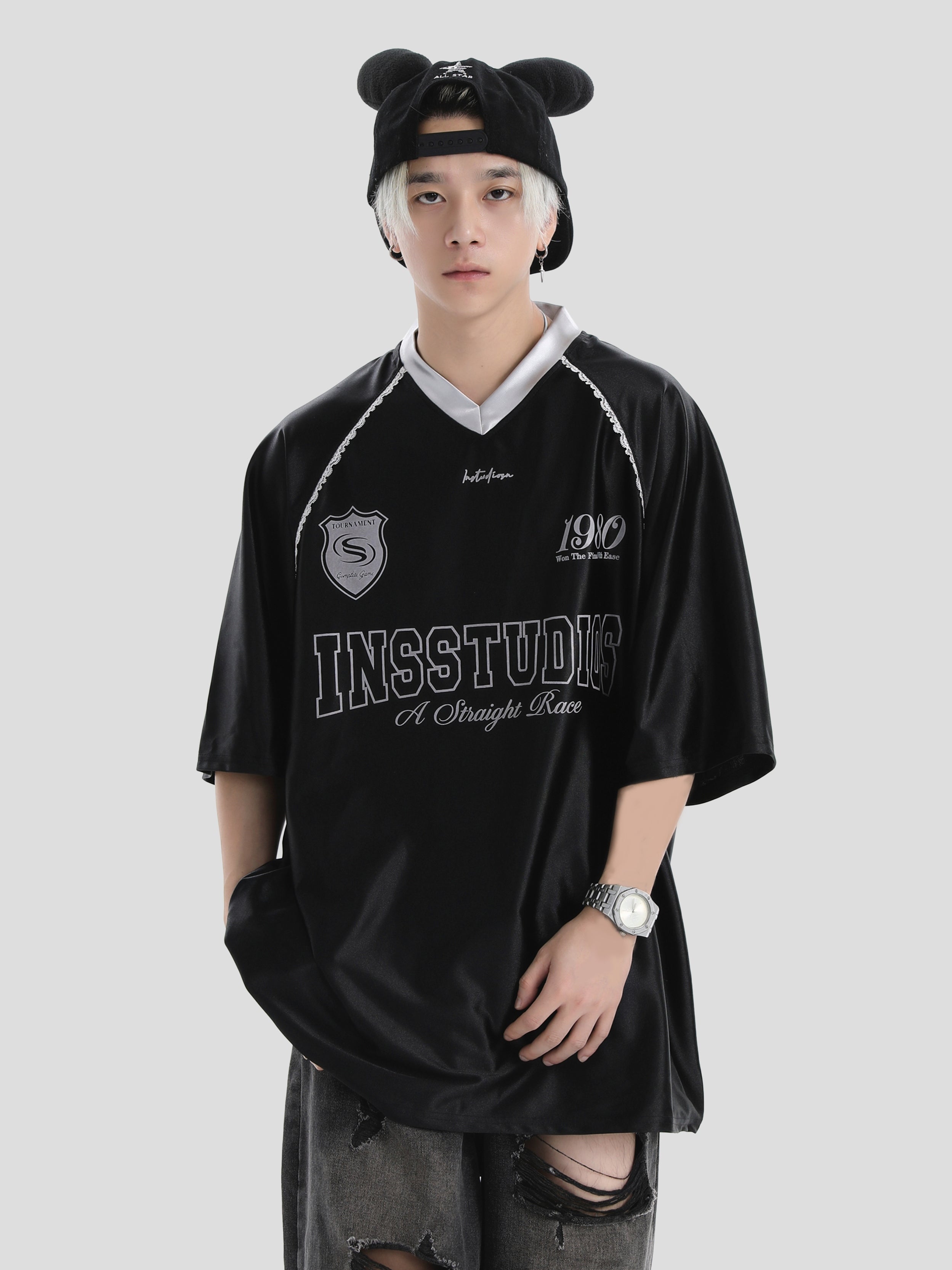 INSstudios Lace Letters Logo Soccer Jersey
