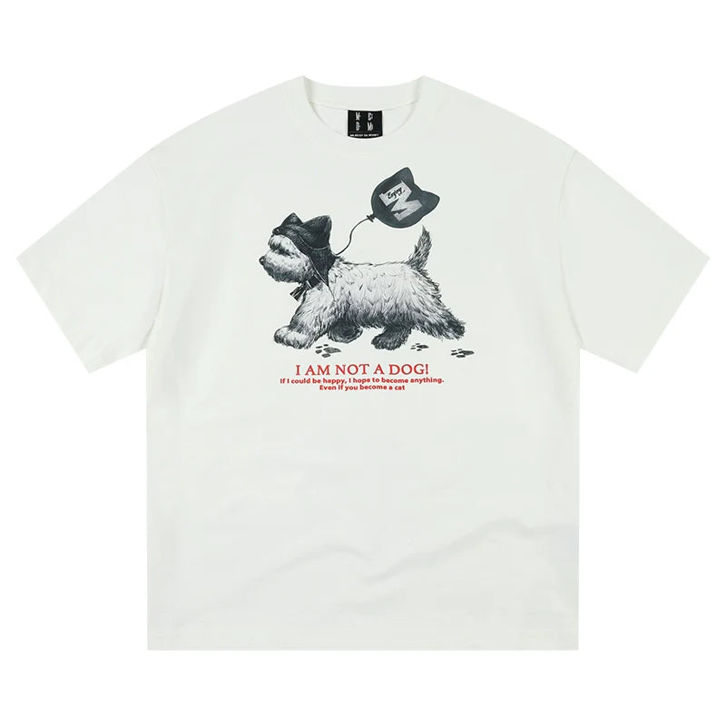 MEDM Cat Ear Hat Puppy Balloon Print Tee