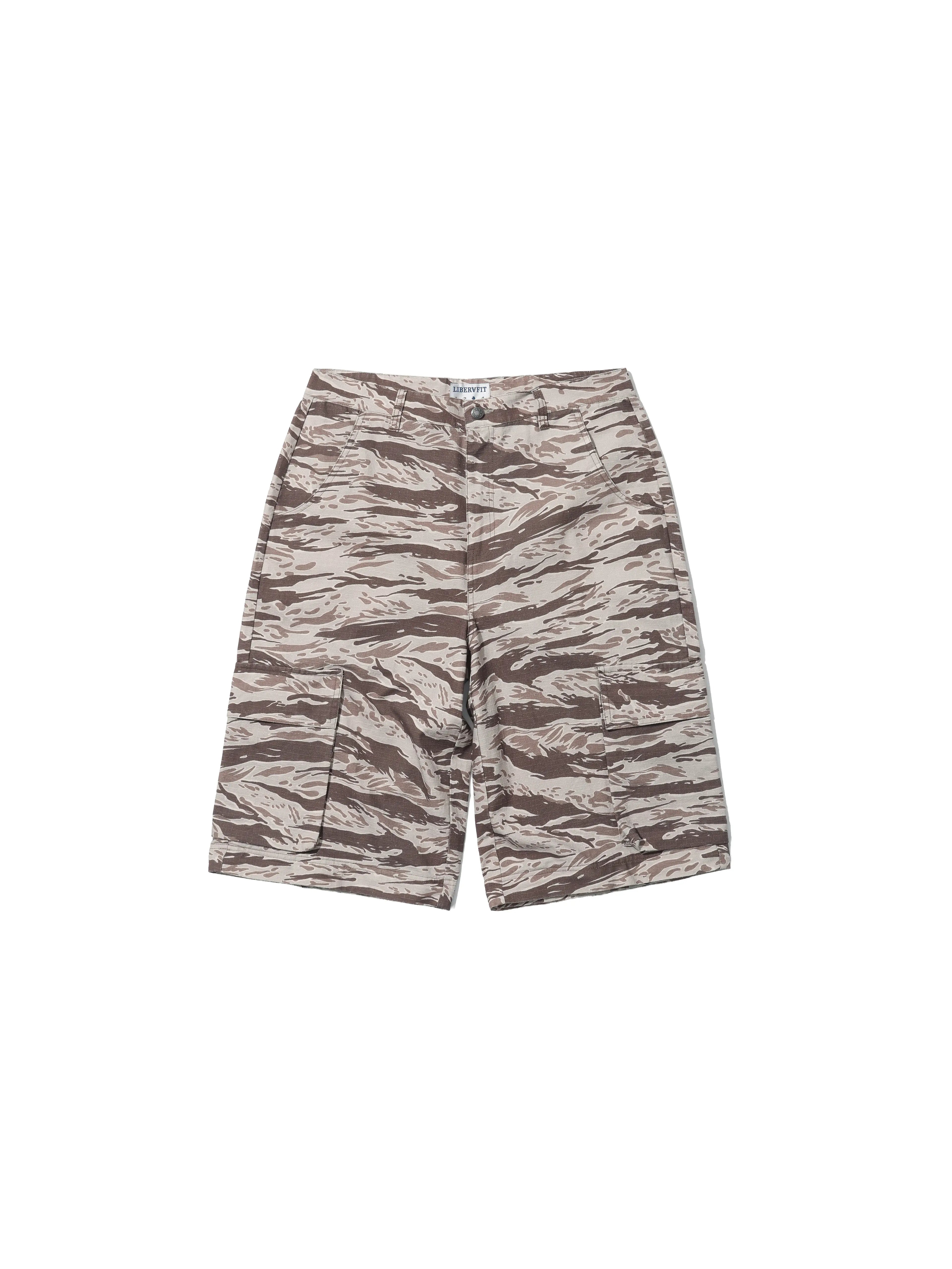 LIBERAFIT Tiger Camo 3D Patch Pocket Zip Off Cargo Pants