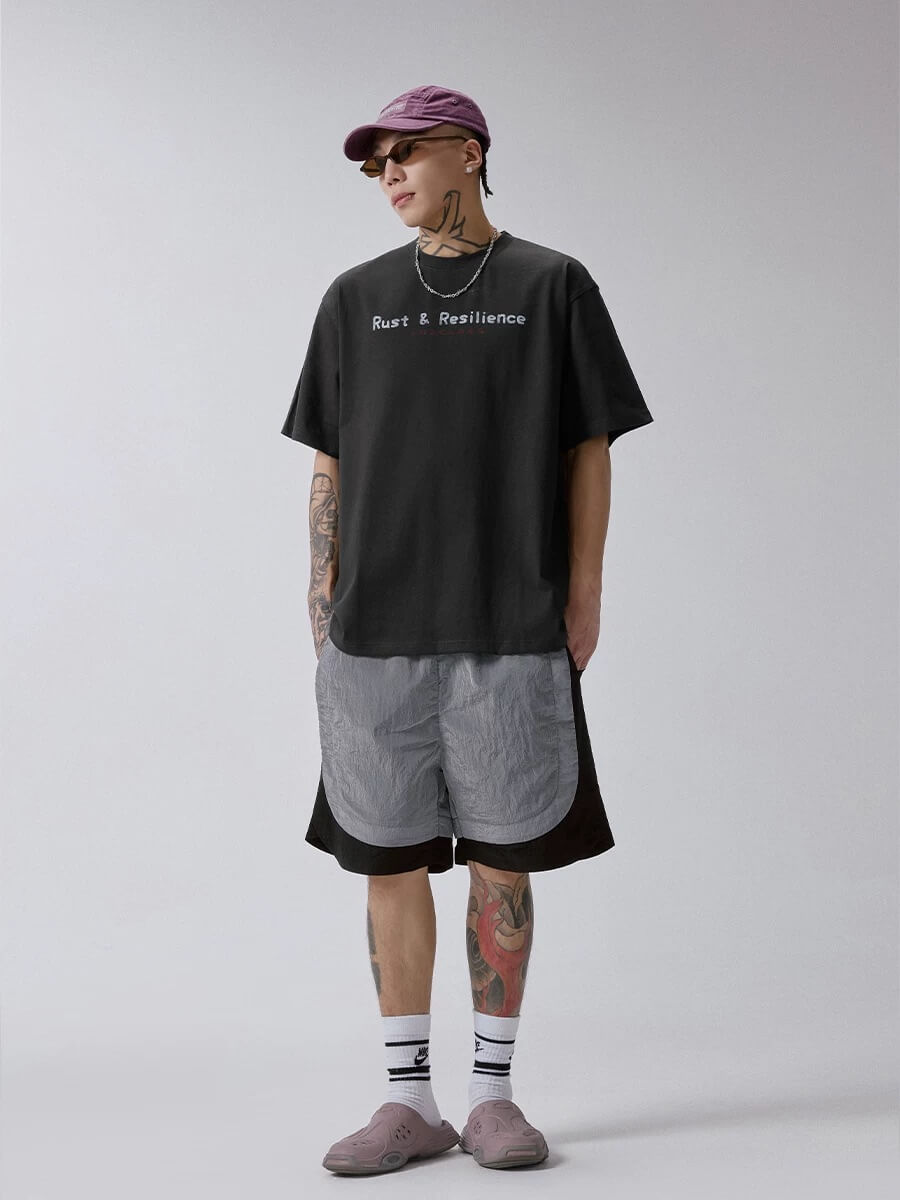 F2CE Metallic Nylon Patchwork Shorts