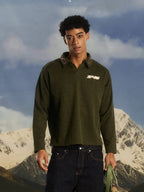 S45 Pearl and Rhinestone Long Sleeve Polo