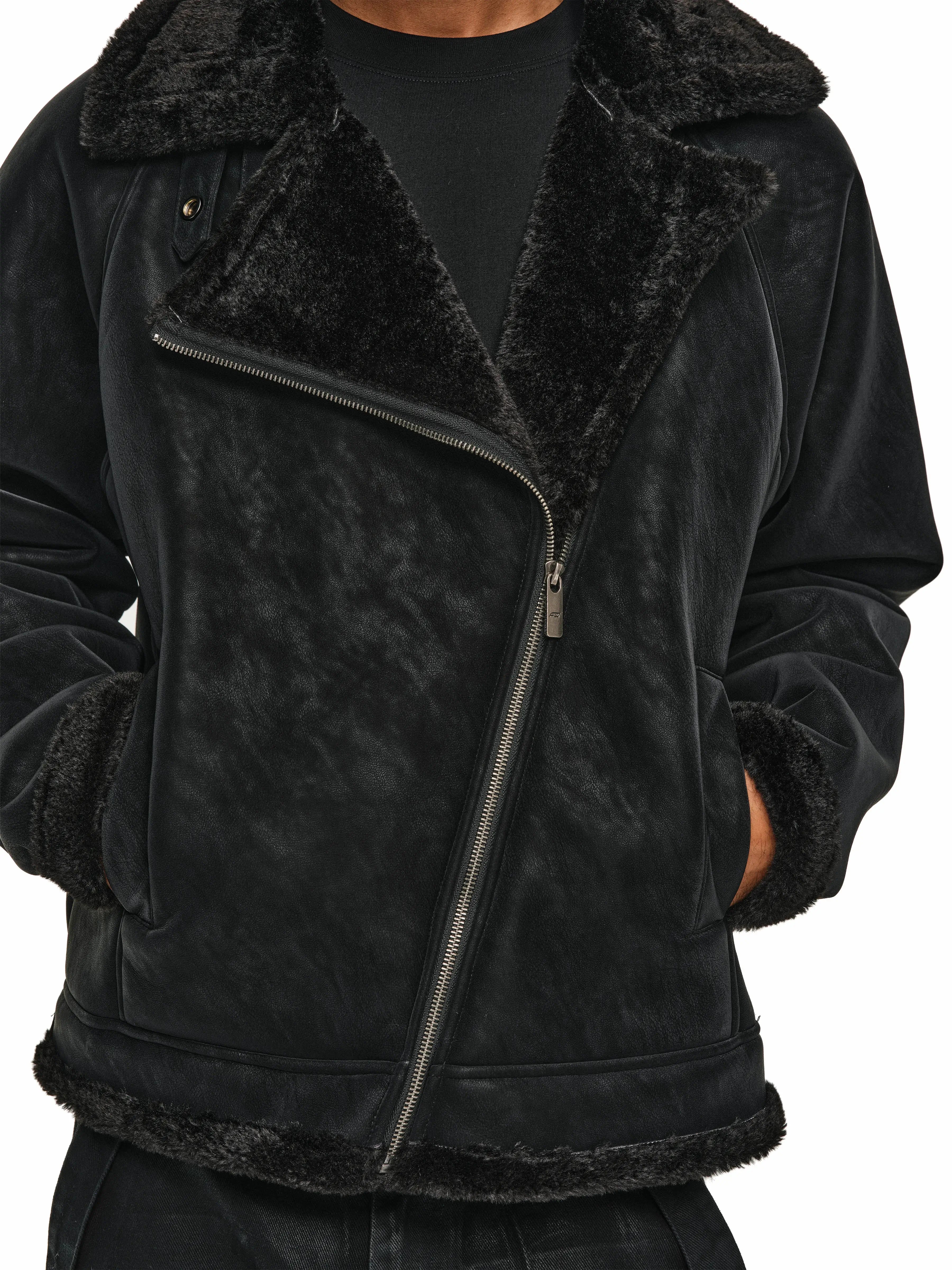 ANTIDOTE Faux Suede Double Rider Biker Jacket
