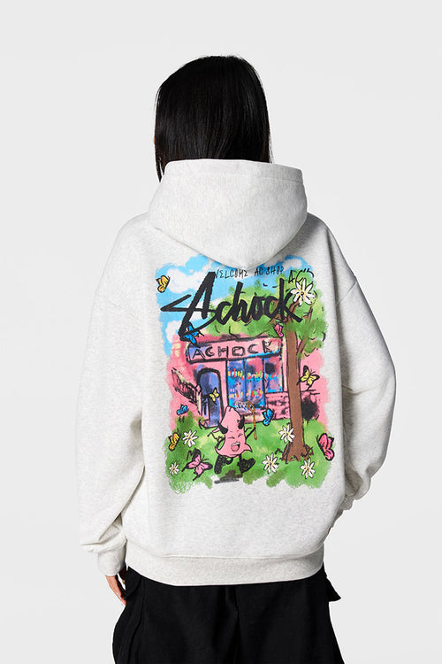 Achock Character Pattern Print Hoodie