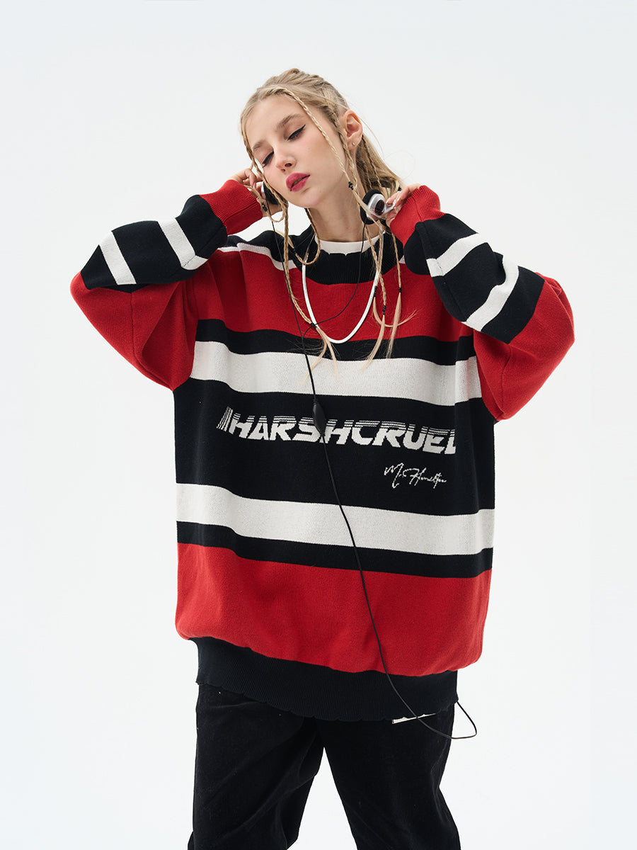 Harsh and Cruel Striped Logo Knit Sweater