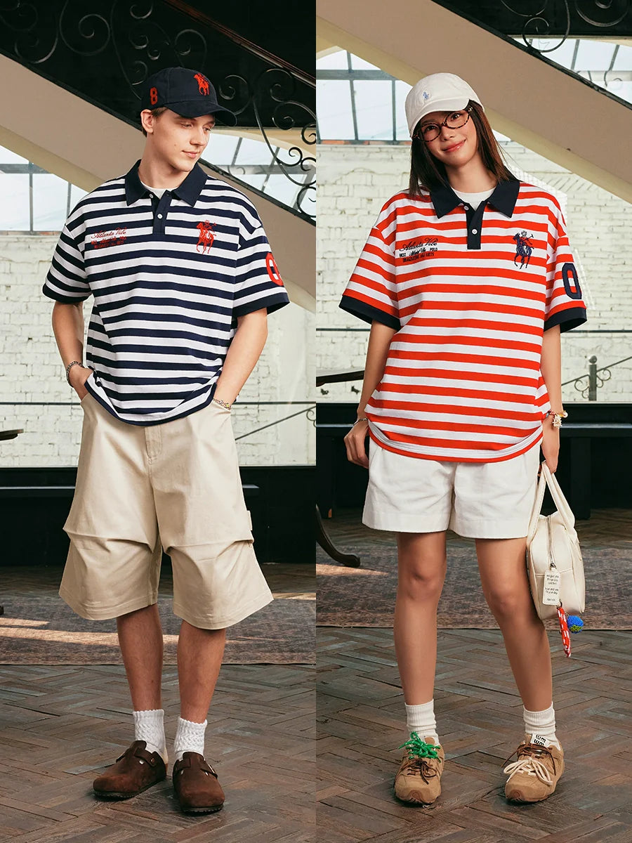 Harsh and Cruel Nautical Stripe Embroidered Polo
