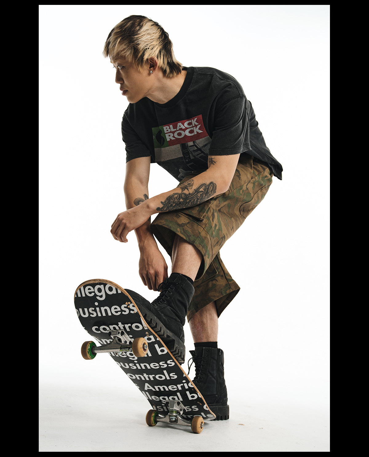 NOVACAM Camouflage & Black Baggy Work Cargo Shorts
