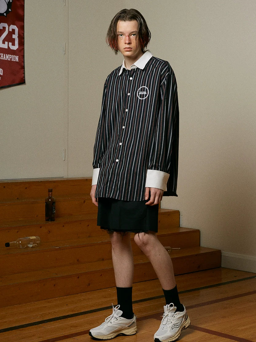 SOD Co. Striped Contrast Color Long Sleeve Shirt