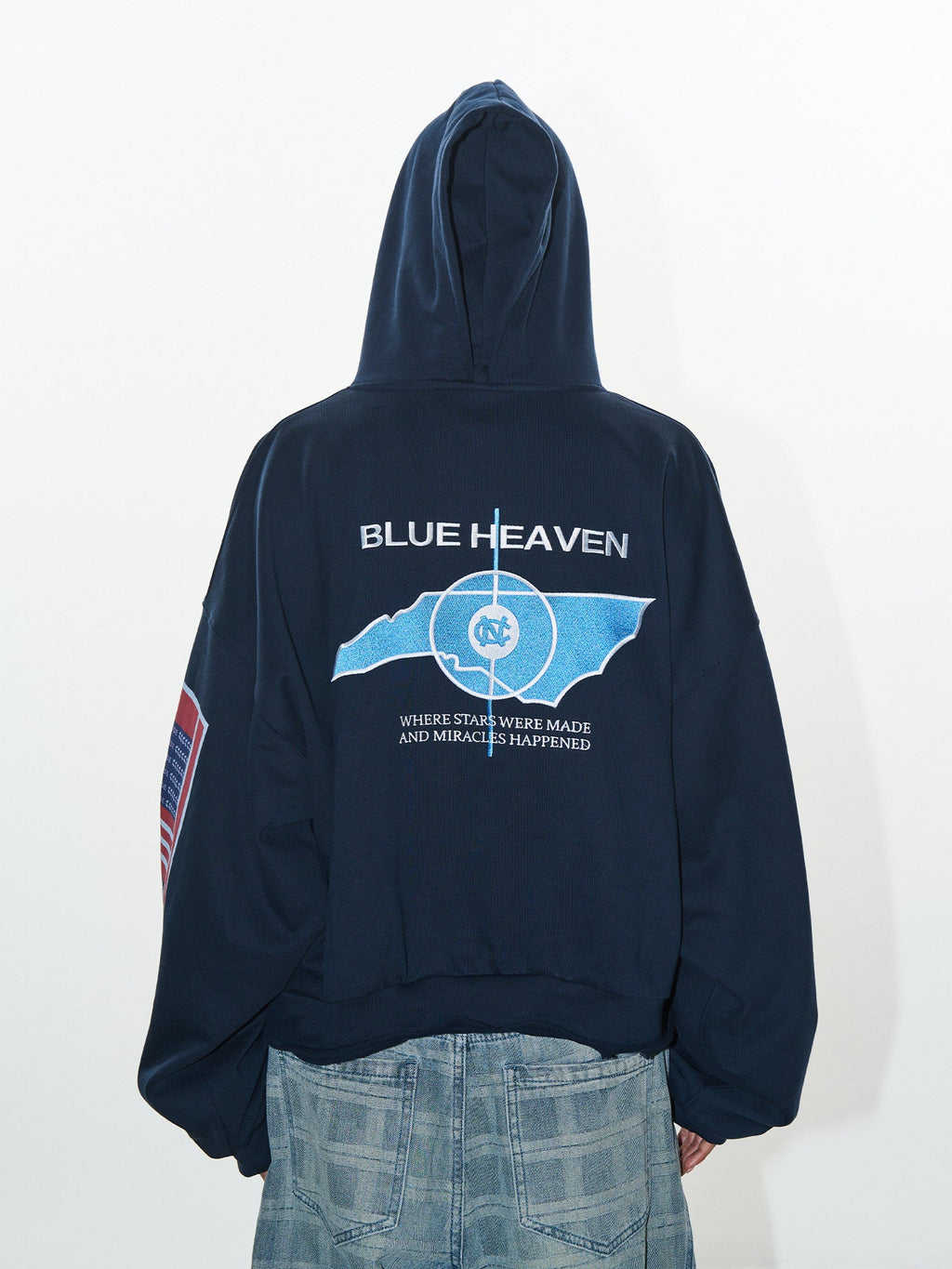 BLIND NO PLAN Reconstructed Printed Embroidered Hoodie
