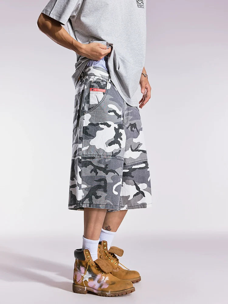 Remedy Leopard and Camouflage Work Painter Baggy Shorts
