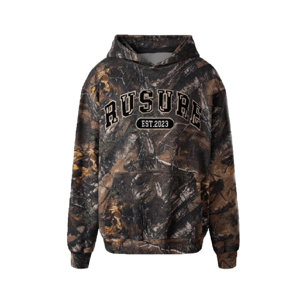 RUSURE Tree Camouflage Logo Patch Embroidered Hoodie
