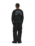 ANTIDOTE Striped Texture Washed Ink Splash Knit Sweater