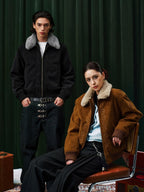 YADcrew Fur Collar Fleece Lined Bomber Jacket