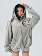 MEDM Bunny Ears Hooded Zip-Up Hoodie