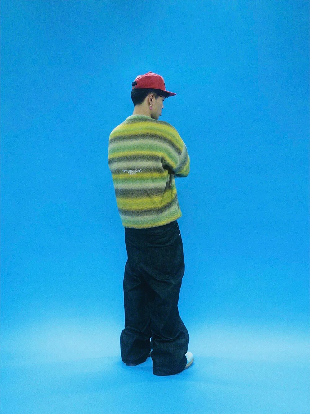 EVETS Gradient Stripe Fuzzy Knit Sweater
