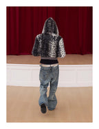 KARMANISTIC Leopard Fur Hooded Jacket
