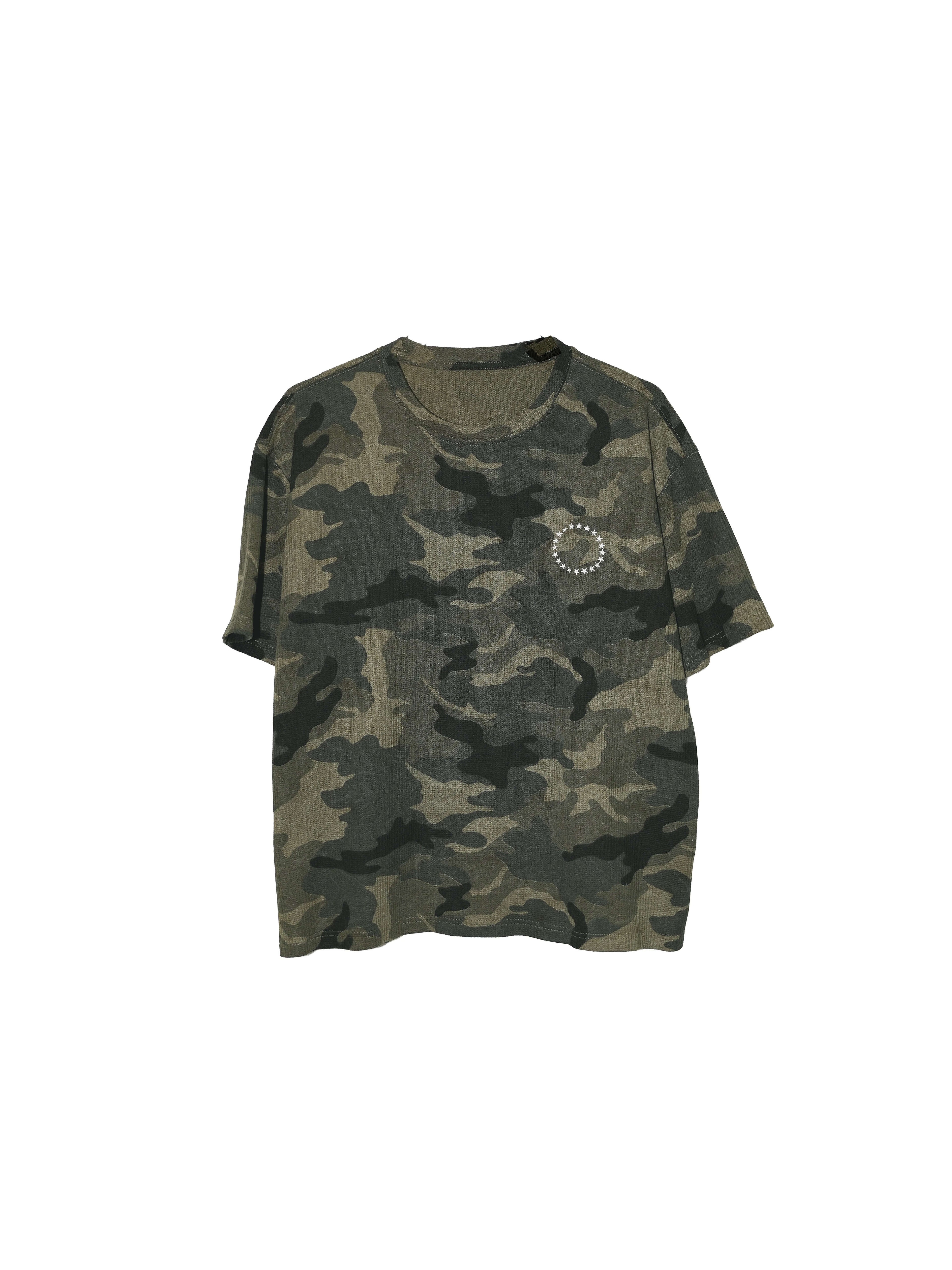 LIBERAFIT Vintage Camo Leopard Waffle Star Embroidered Tee