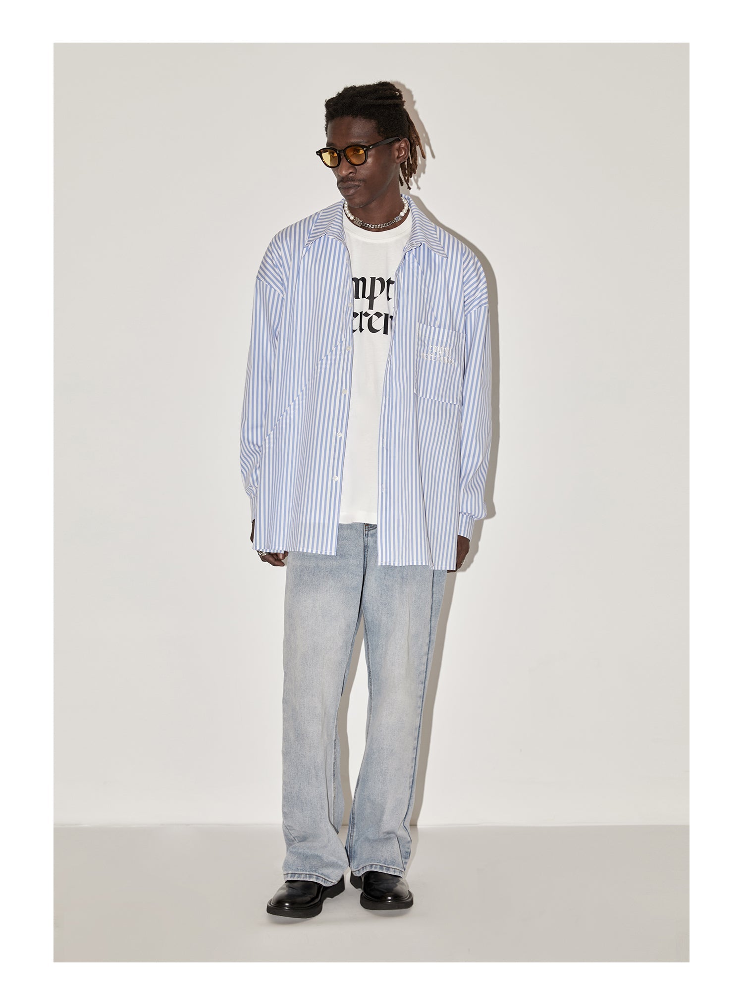 EMPTY REFERENCE Stripes Structured Long Sleeved Shirt