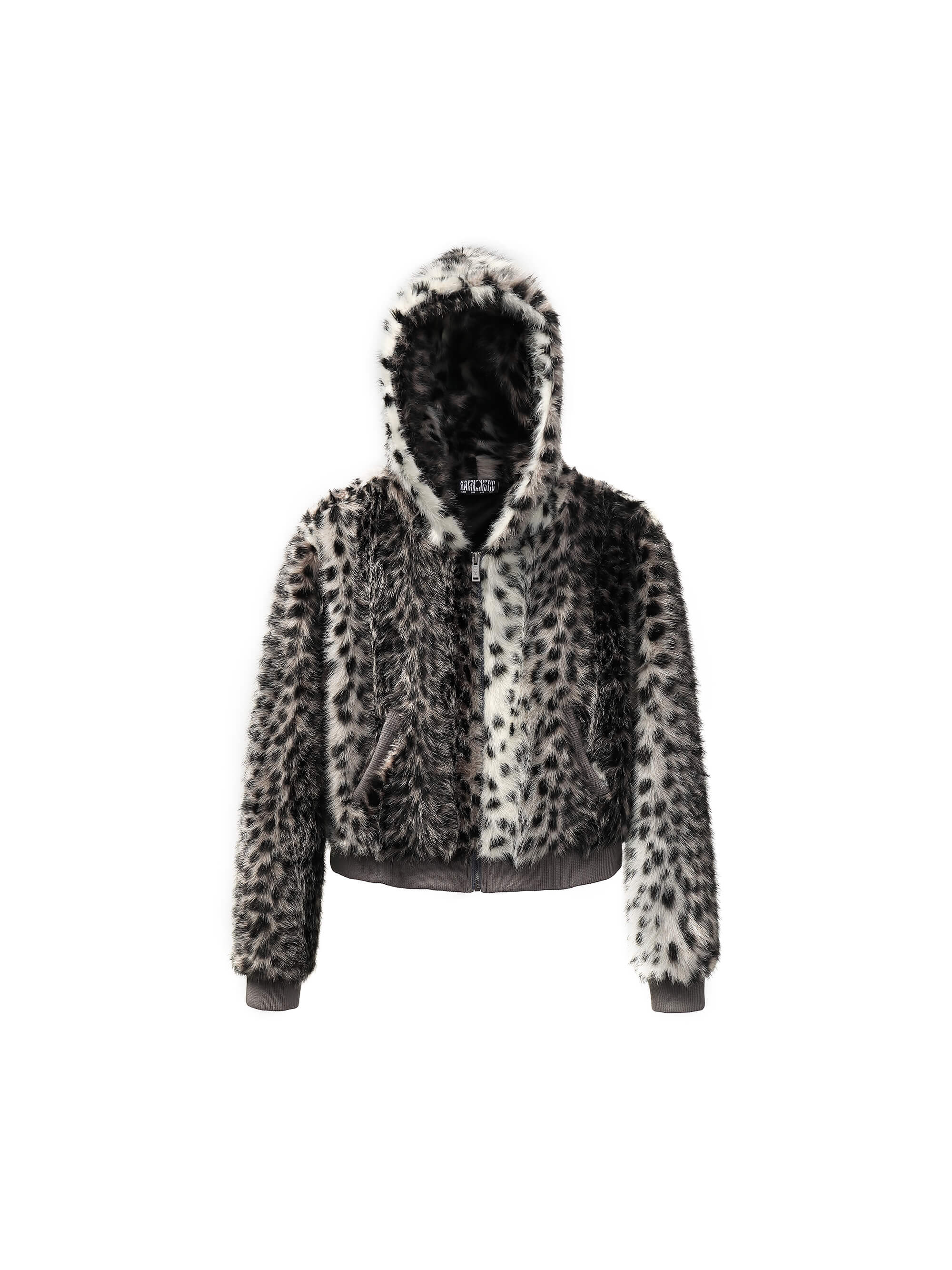 KARMANISTIC Leopard Fur Hooded Jacket