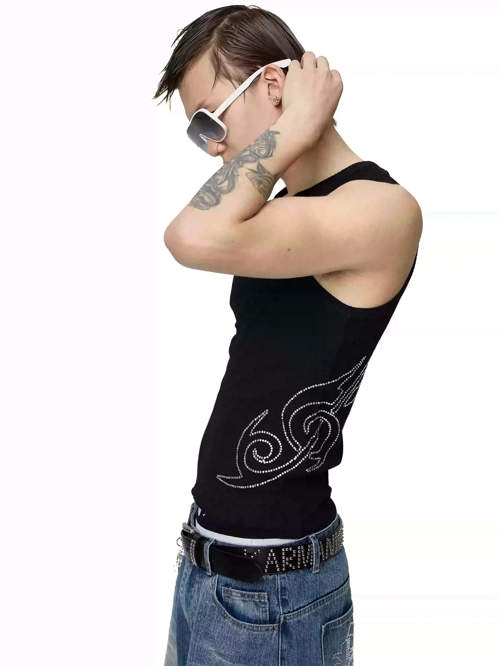 KARMANISTIC Rhinestone Embellished Tank Top