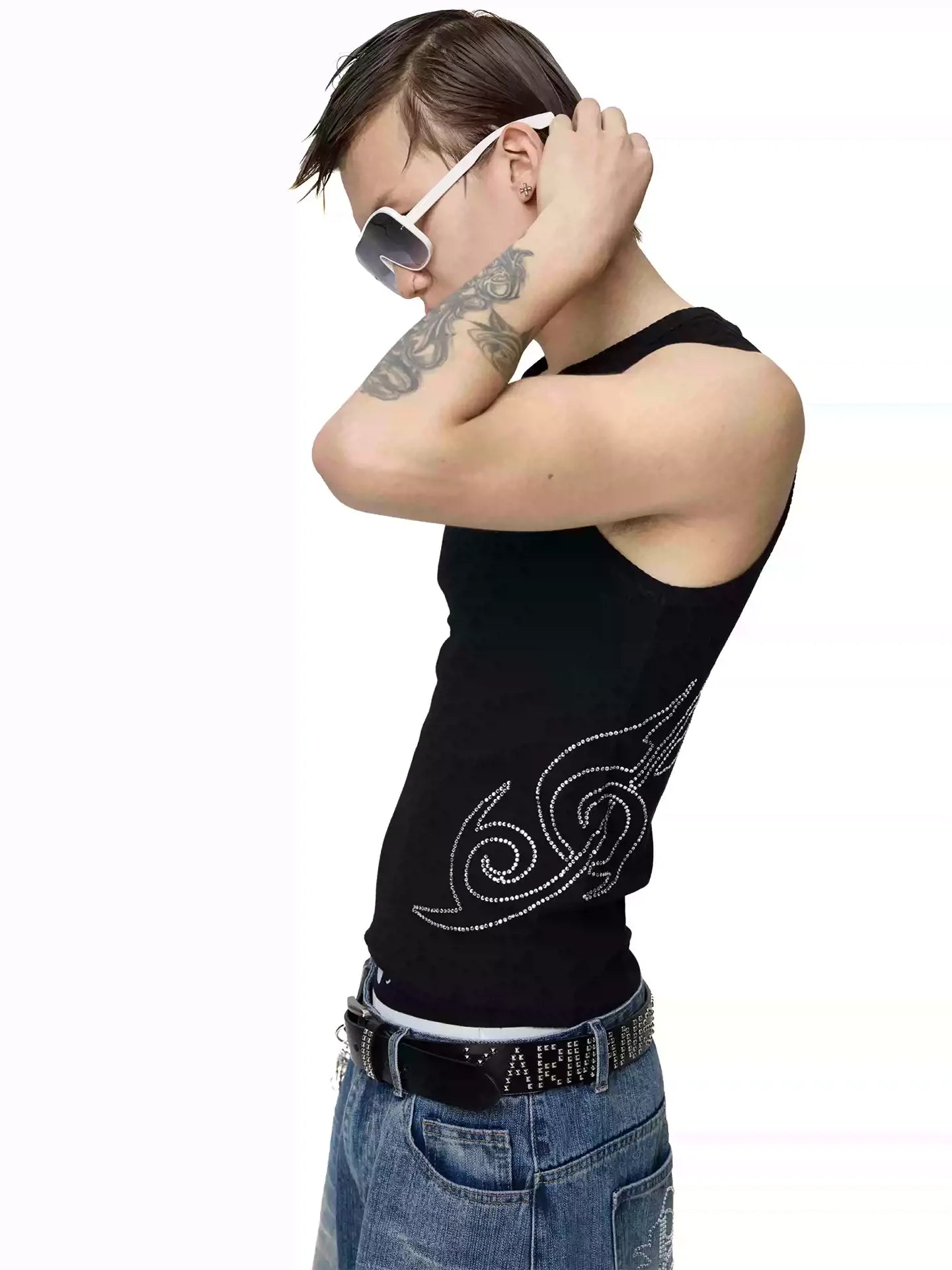 KARMANISTIC Rhinestone Embellished Tank Top
