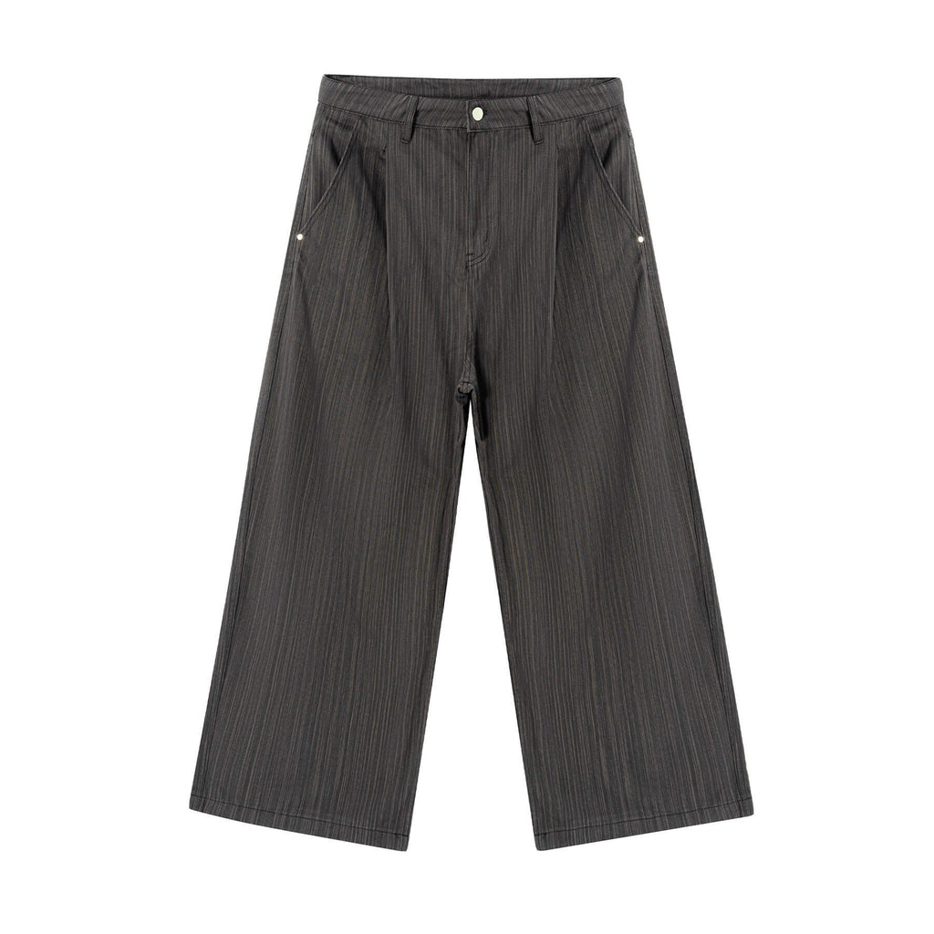 JHYQ Pinstripe Pleated Baggy Jeans