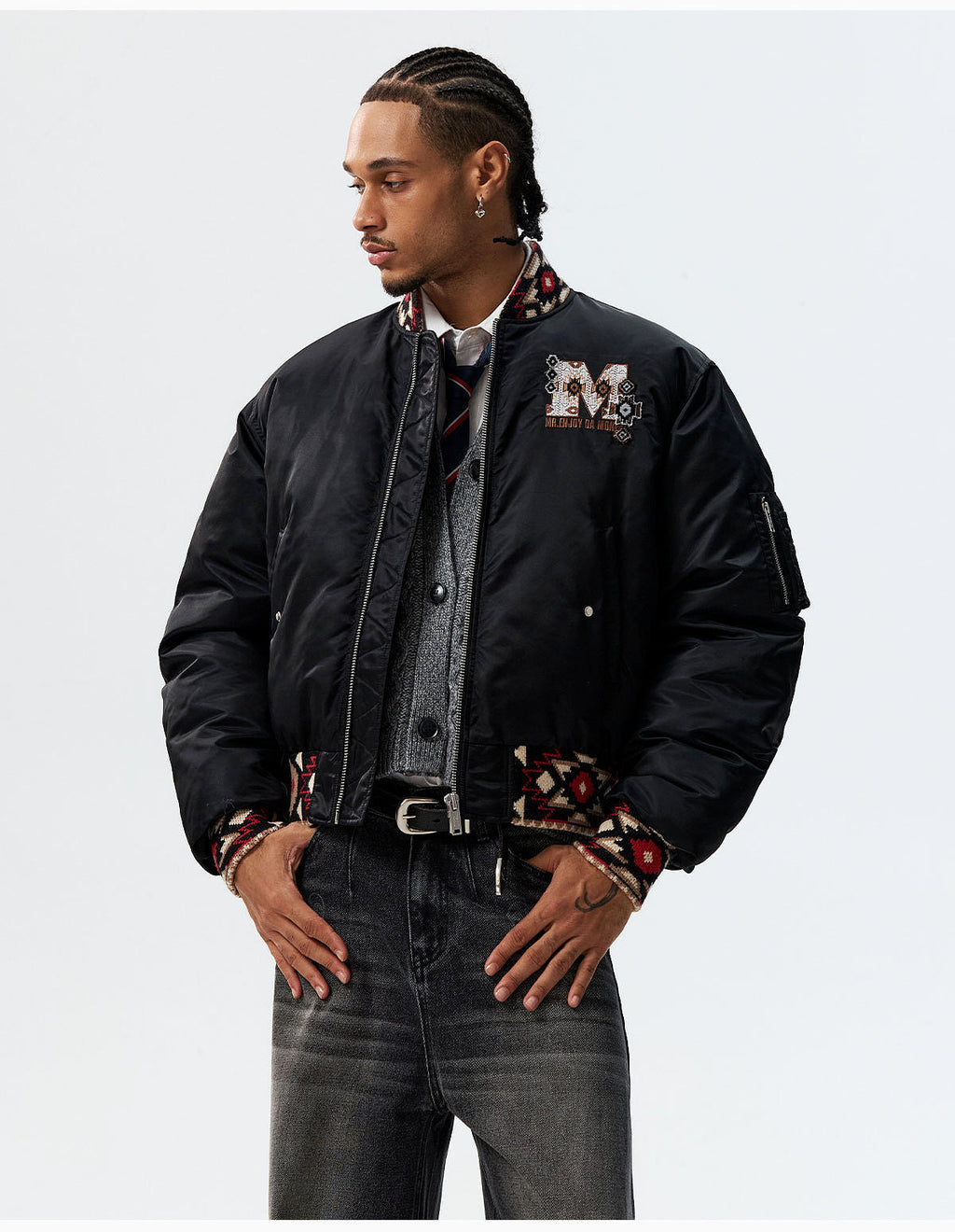 MEDM Ethnic Trim MA-1 Bomber Jacket