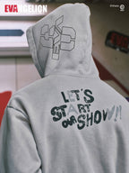 MEDM x EVA NEVER END Character Print Distressed Washed Zip Up Hoodie