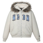 MEDM Faux Fur Lined Hooded Fur Zip Up Jacket