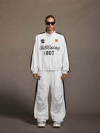 1807 Logo Print and Patch Sports Track Jacket