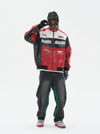 Harsh and Cruel Biker Stand Up Collar Racing Suit Faux Leather Jacket
