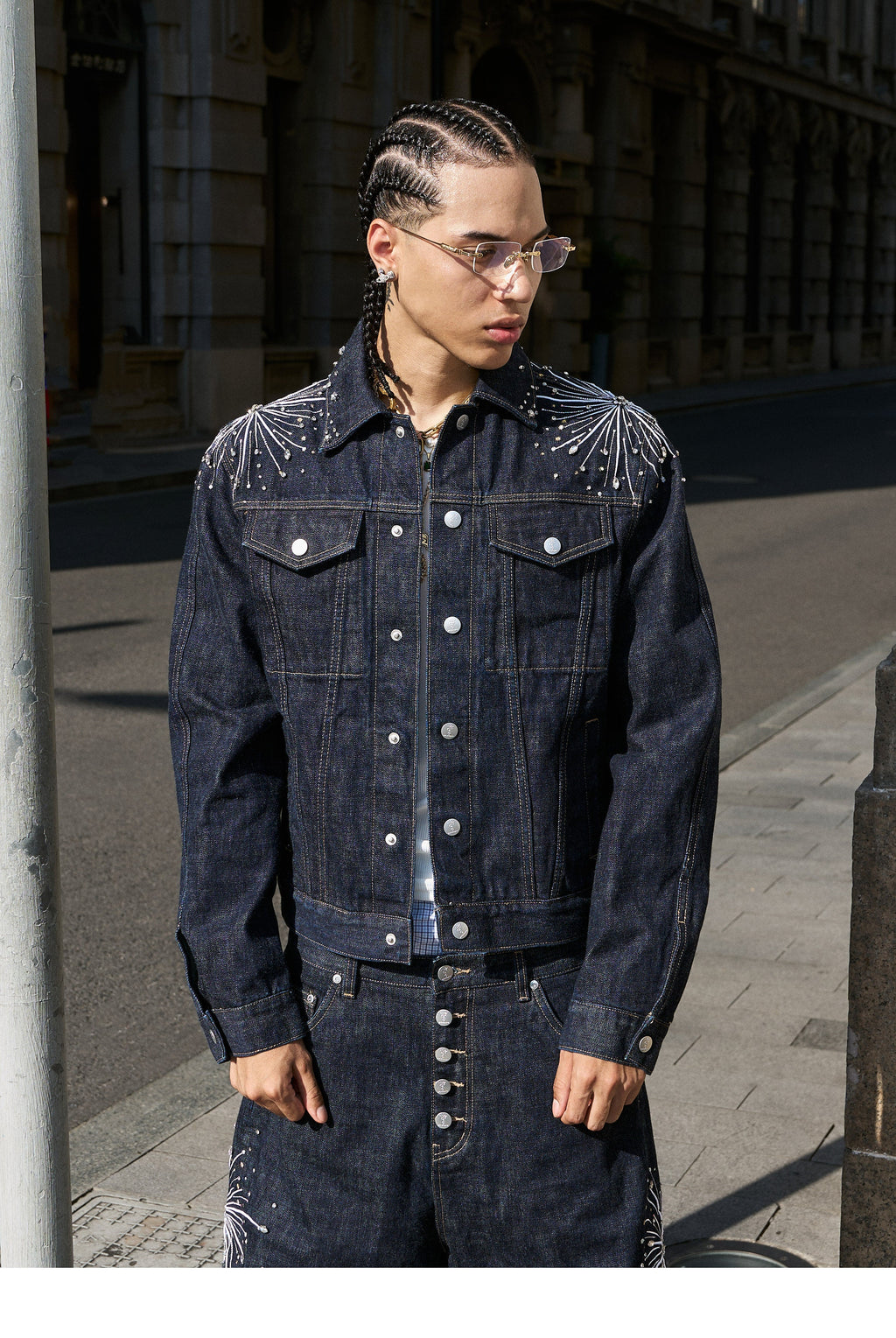 STEEPC Fireworks Rhinestone Denim Jacket