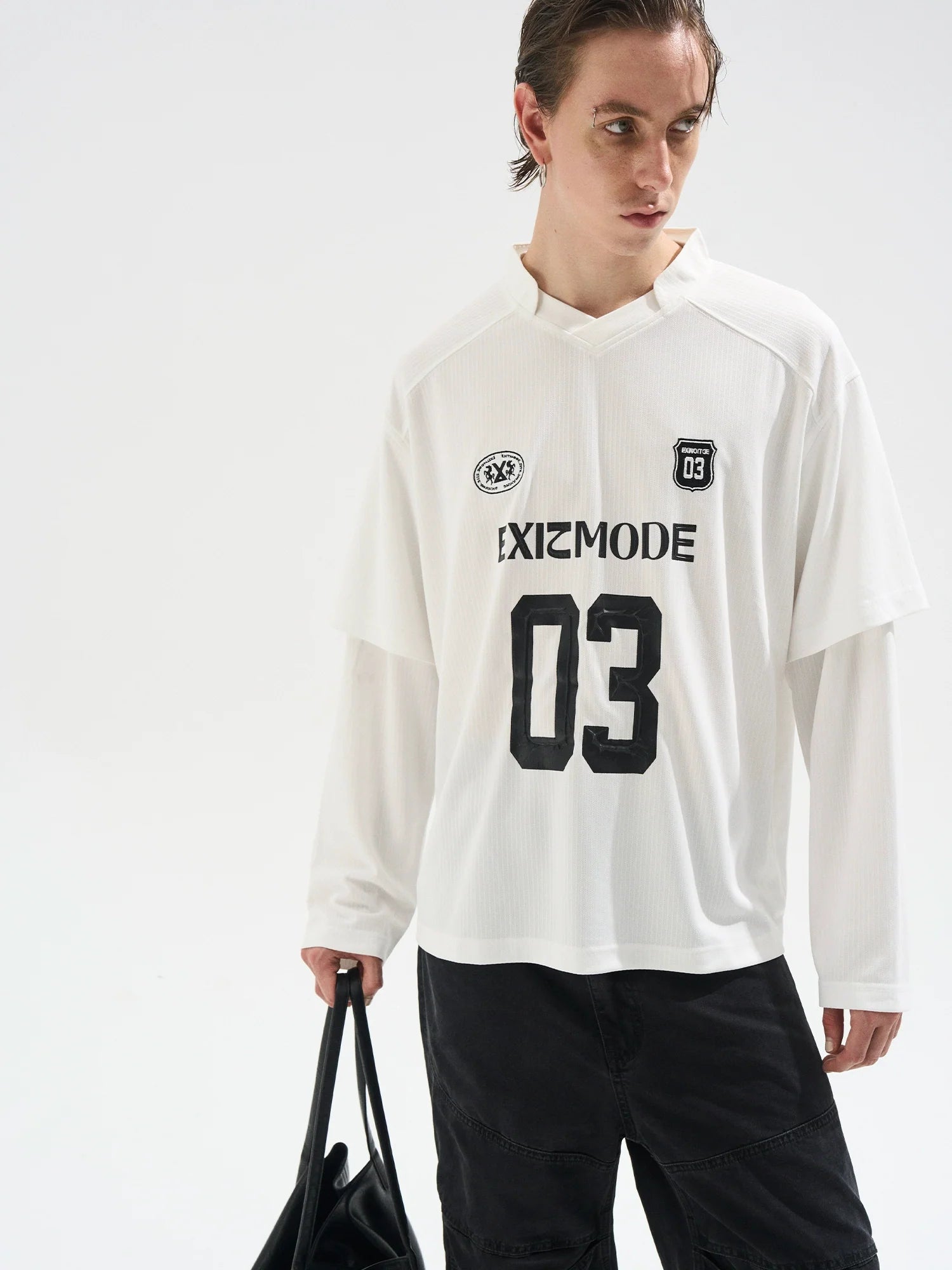 BLIND NO PLAN Layered Striped Long Sleeve Jersey
