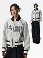 MEDM Pearl Tweed Short Varsity Jacket