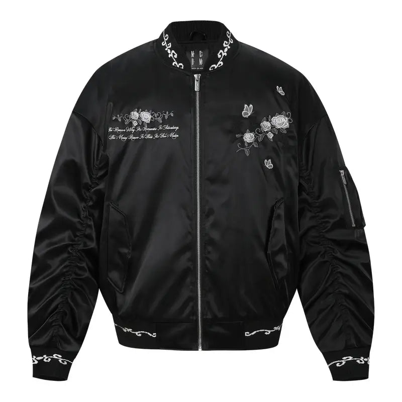 MEDM Rose Embroidered Gemstone MA-1 Bomber Jacket