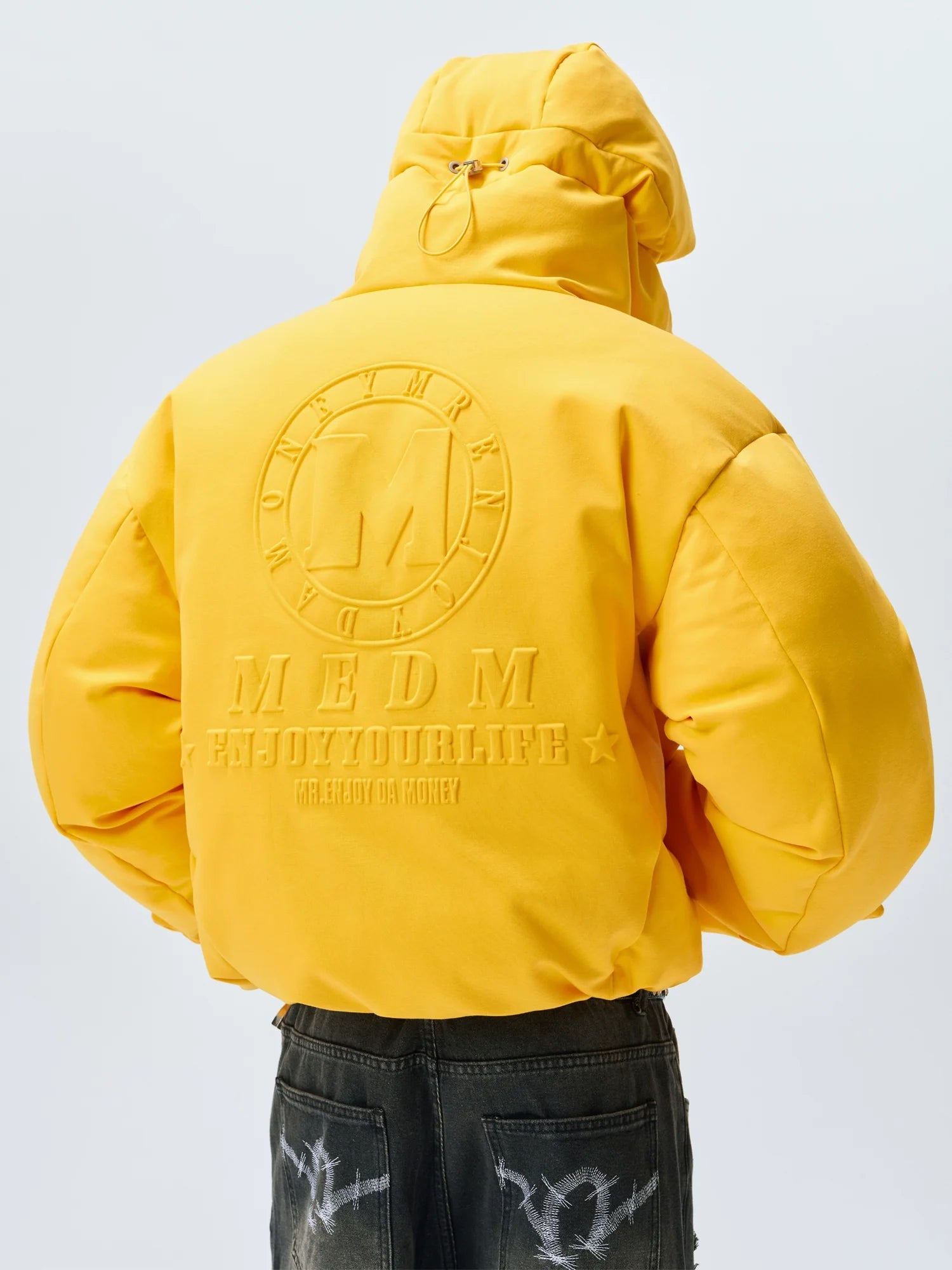 MEDM Embossed Logo Hooded Down Jacket