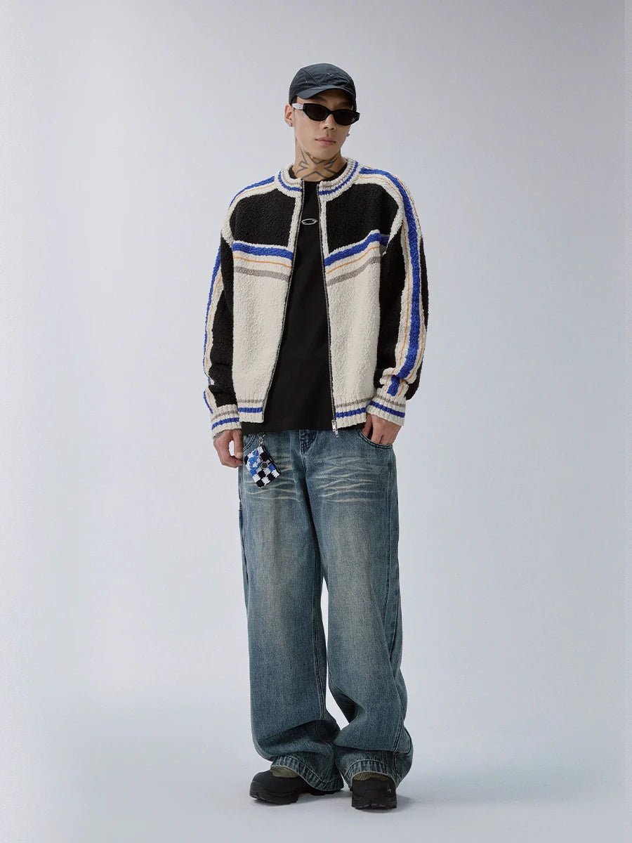 F2CE Color Block Zip Knit Cowichan Cardigan