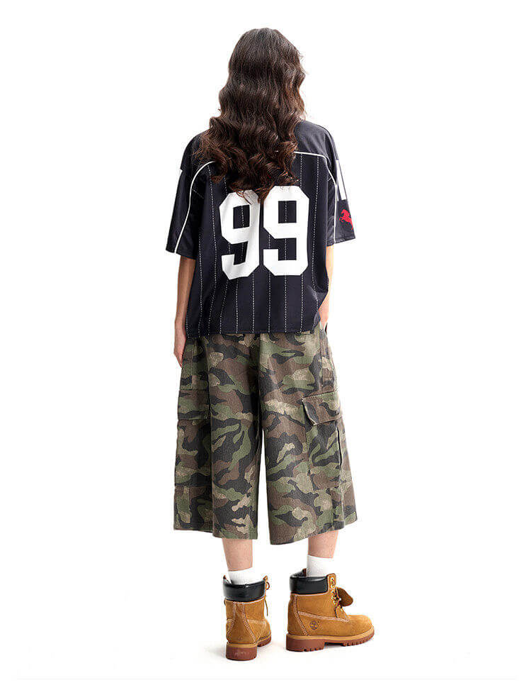 F3F Select Stitch Stripe Mesh V Neck Short Sleeve Soccer Jersey