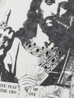 YADcrew Jesus Print Black Stone Studded Tee