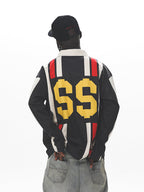 UNTILWERICH Contrast Stitch Long Sleeve Polo Jersey