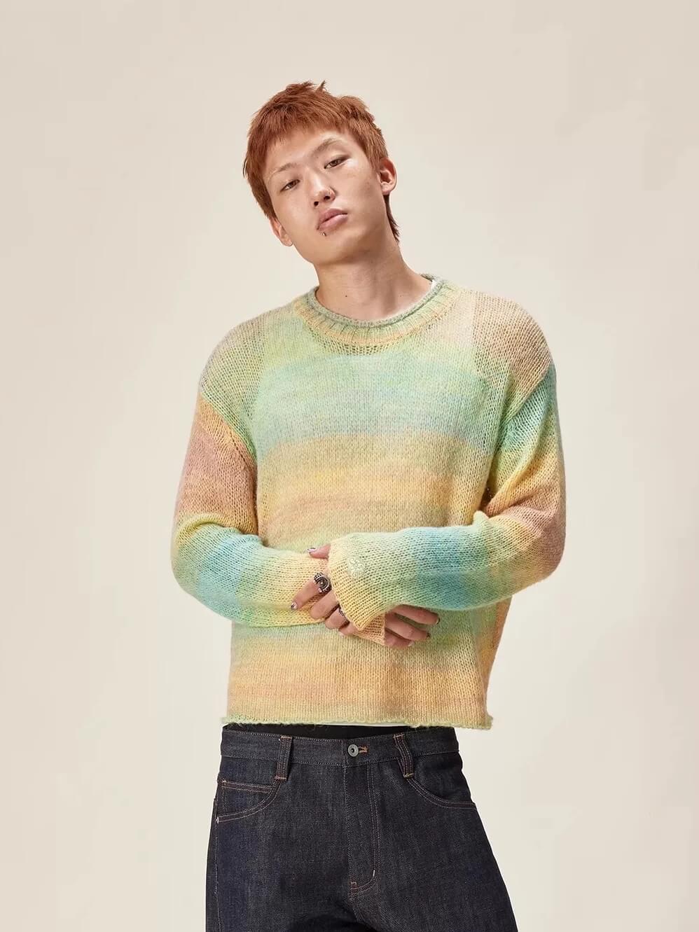 EVILKNIGHT(EK) Gradient Striped Knit Sweater
