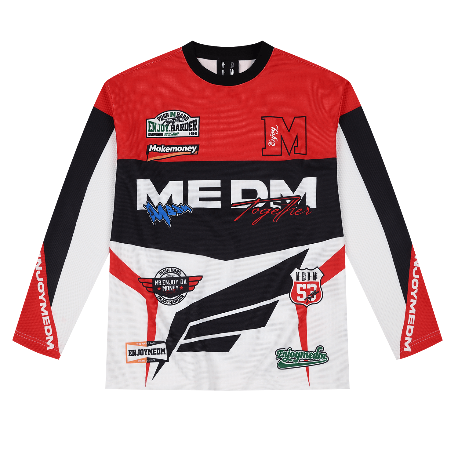 MEDM Biker Color Block Waffle Long Sleeve Jersey