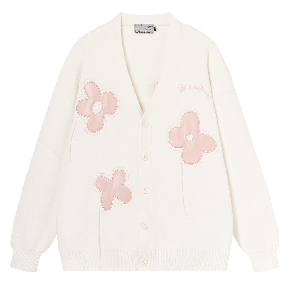Harsh and Cruel Hand painted Flowers Knitted Cardigan