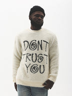 UNTILWERICH "I DON'T TRUST YOU" Fuzzy Knit Sweater