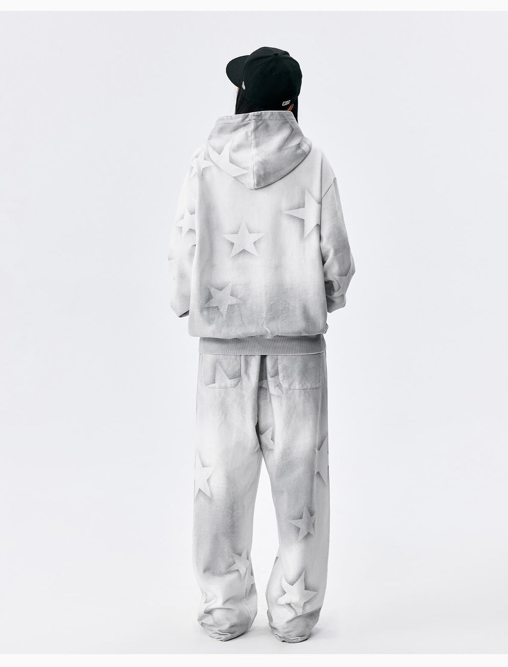MEDM Washed Star All Over Print Zip Up Hoodie