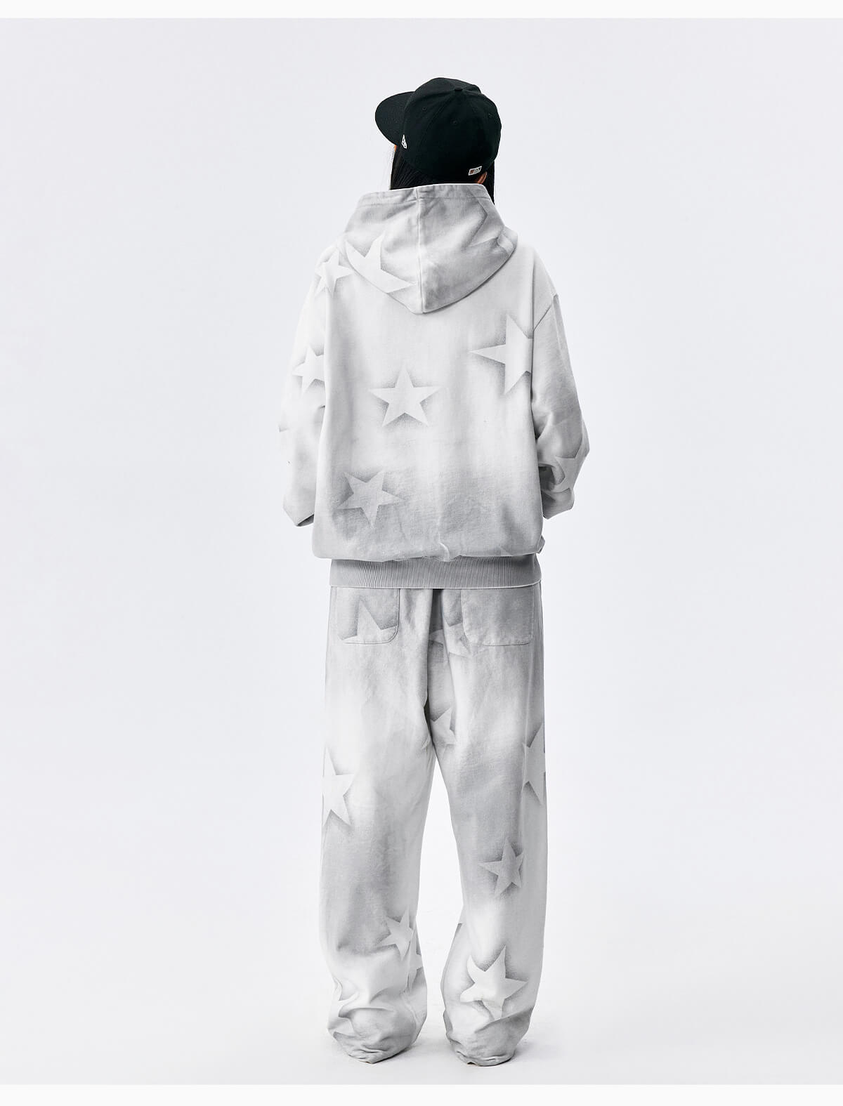 MEDM Washed Star All Over Print Zip Up Hoodie