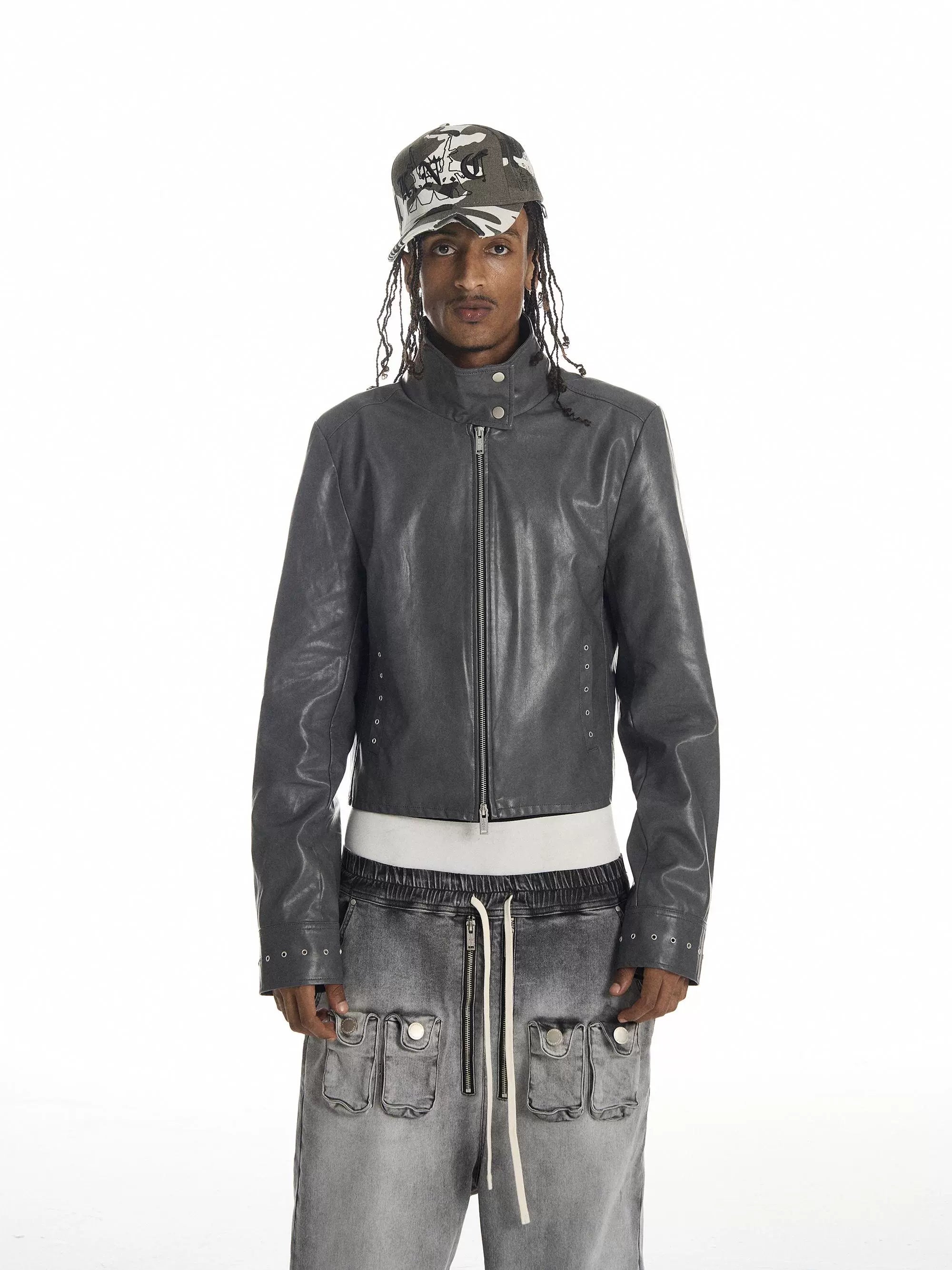KARMANISTIC Racing Short Leather Jacket